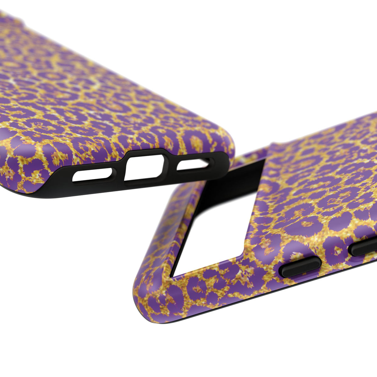 Purple Gold Leopard Tough Phone Case for iPhone, Galaxy, or Google Pixel
