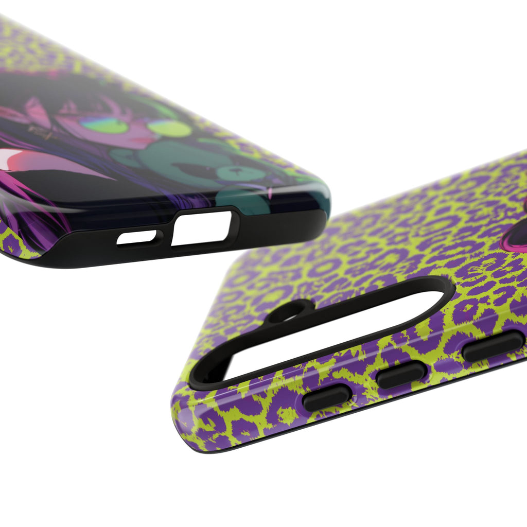 Purple Neon Lime Leopard Kz Tough Case for iPhone, Galaxy, or Google Pixel