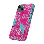 Retro Love Pink Leopard RG Tough Phone Case for iPhone, Galaxy, or Google Pixel