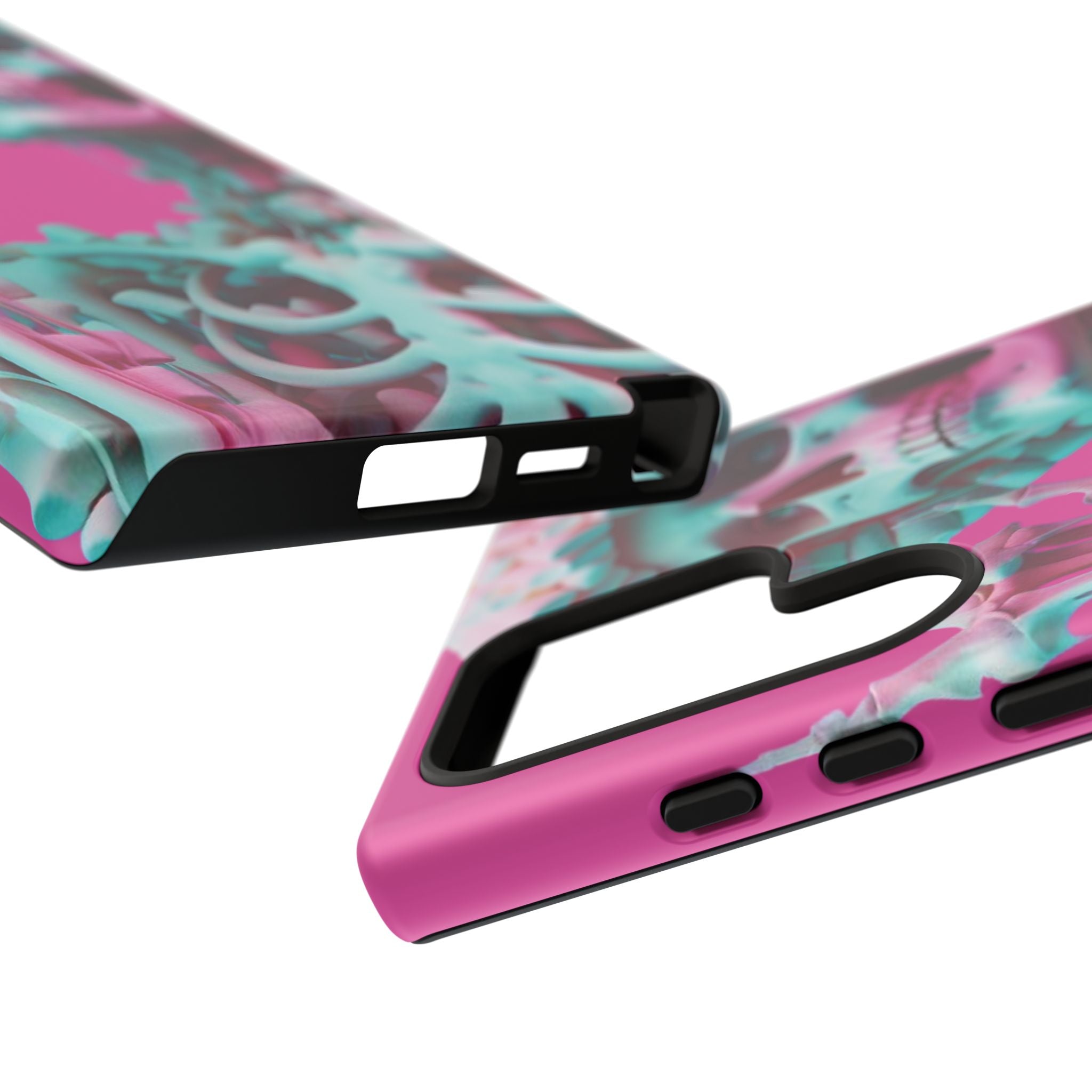 Neon Pink Skeleton Tough Phone Case for iPhone, Galaxy and Google Pixel