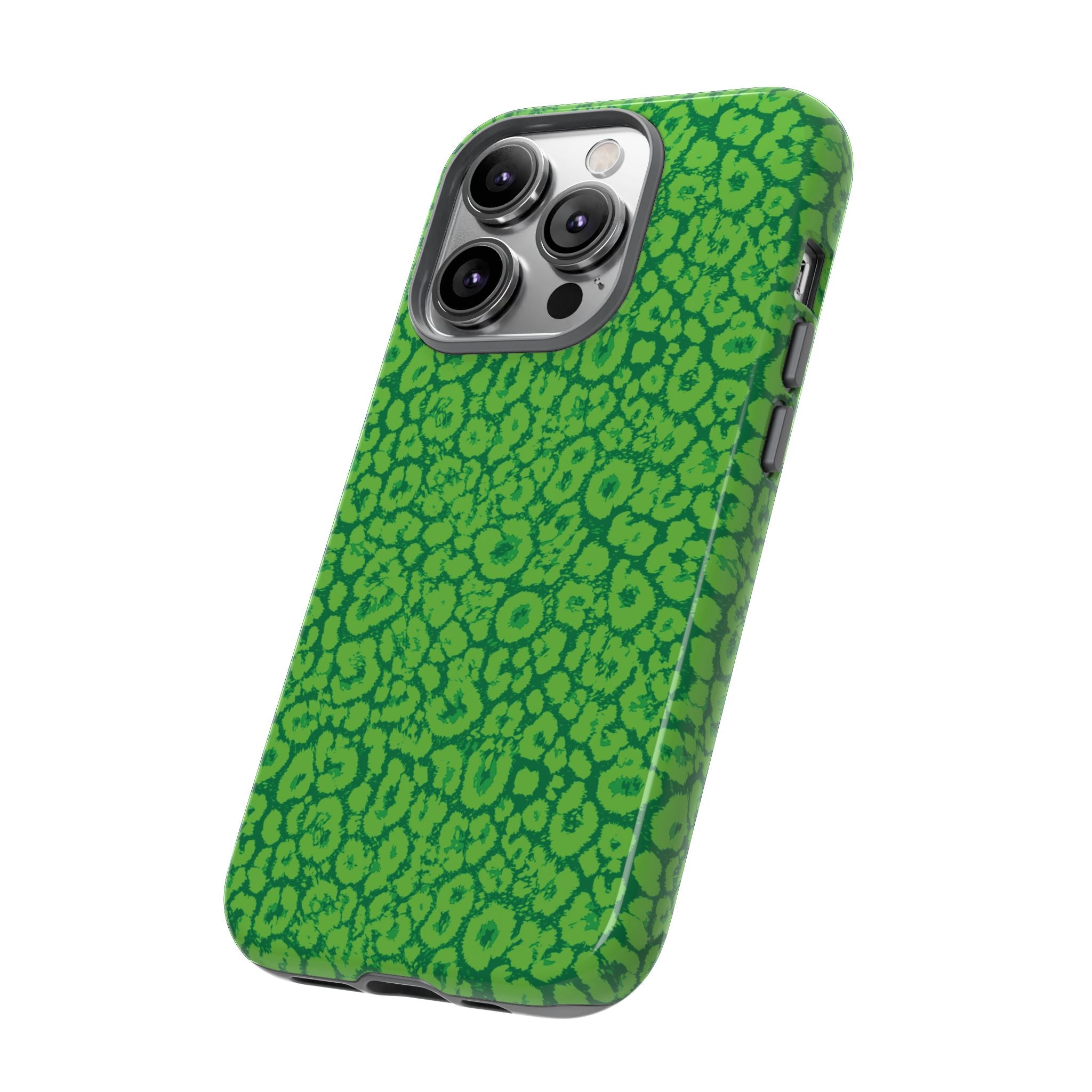 Neon Green Leopard Tough Phone Case for iPhone, Galaxy, or Google Pixel