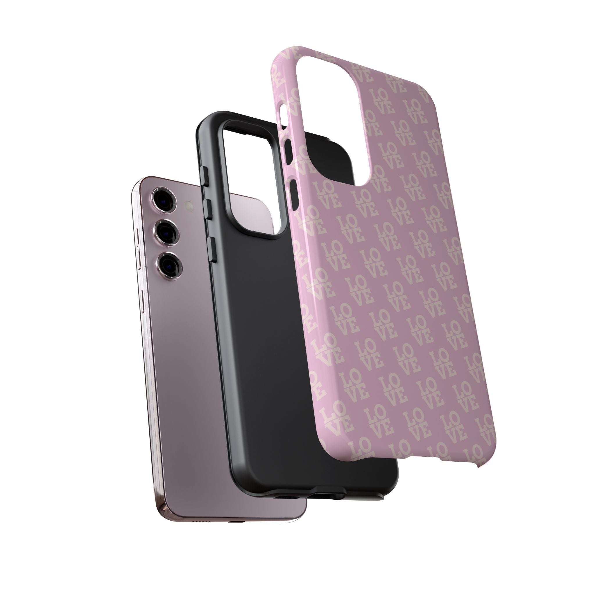 LOVE Pink Tough Phone Case for iPhone, Galaxy, or Google Pixel