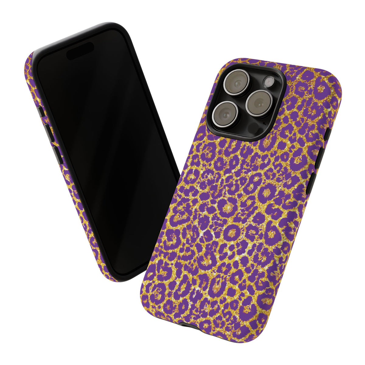 Purple Gold Leopard Tough Phone Case for iPhone, Galaxy, or Google Pixel