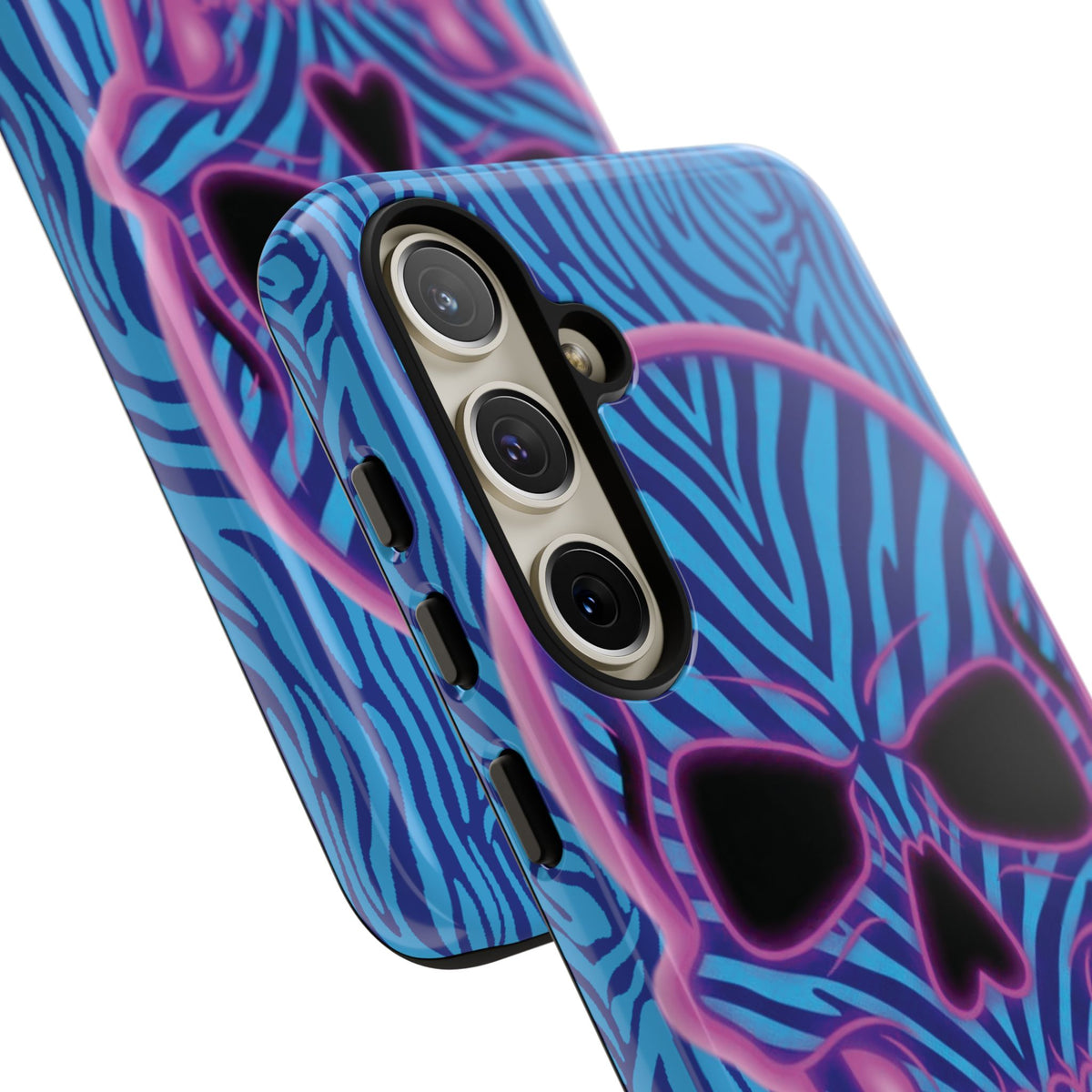 Neon Zebra Skull Tough Phone Case for iPhone, Galaxy, or Google Pixel