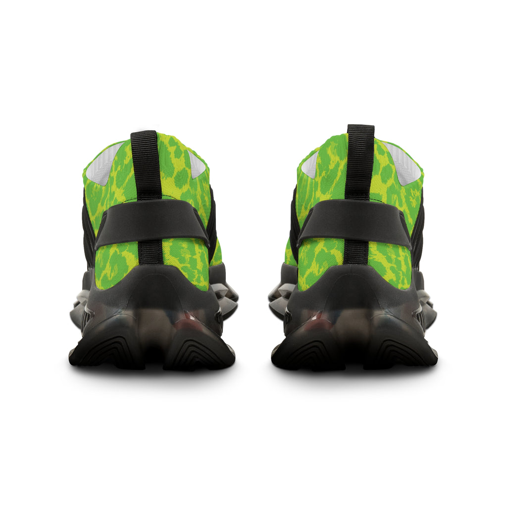 Neon Lime Leopard Men's Mesh Sneakers
