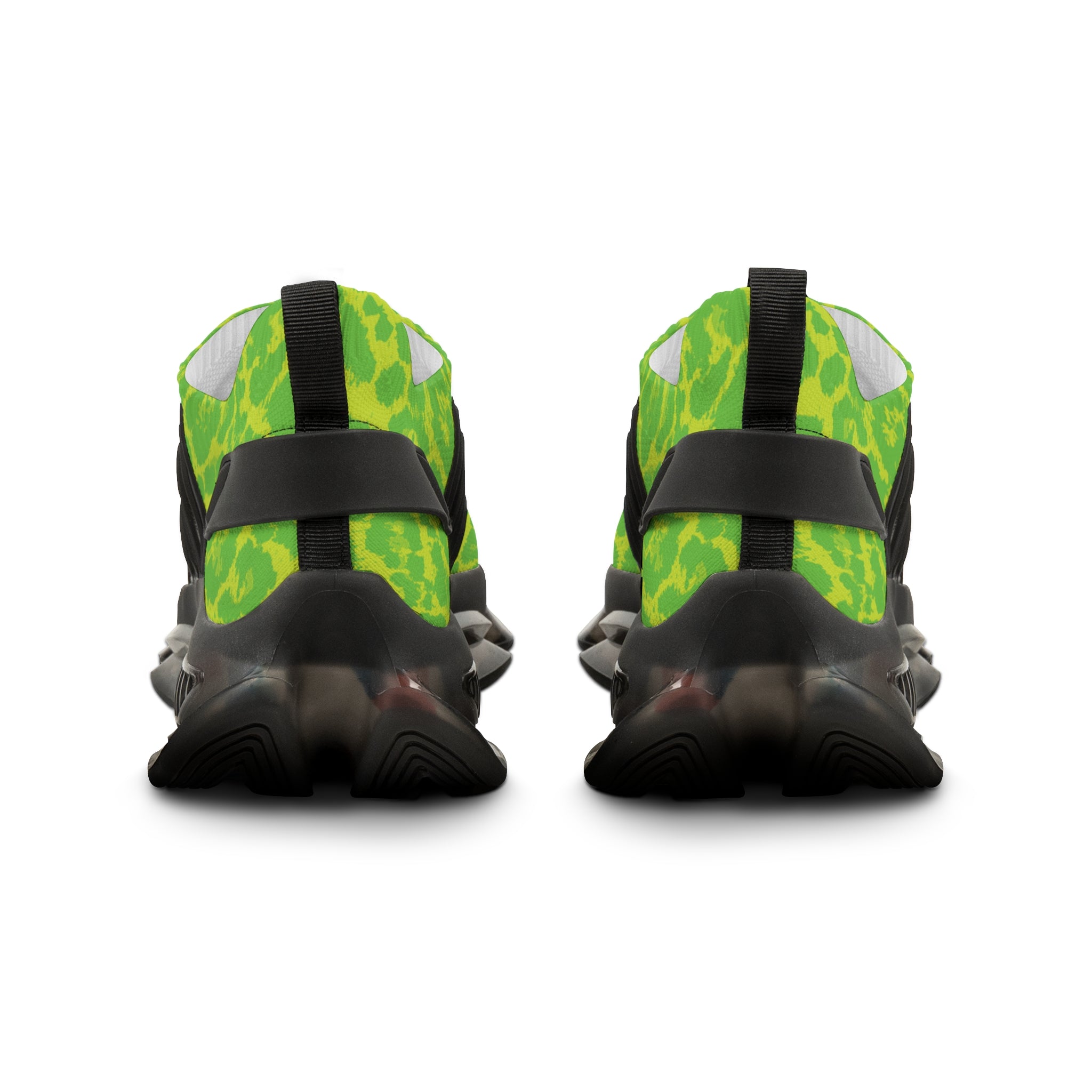 Neon Lime Leopard Men's Mesh Sneakers