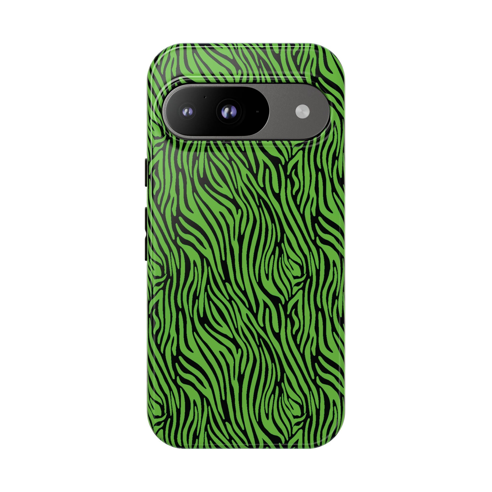 Neon Green Zebra Tough Phone Case iPhone, Galaxy, or Google Pixel