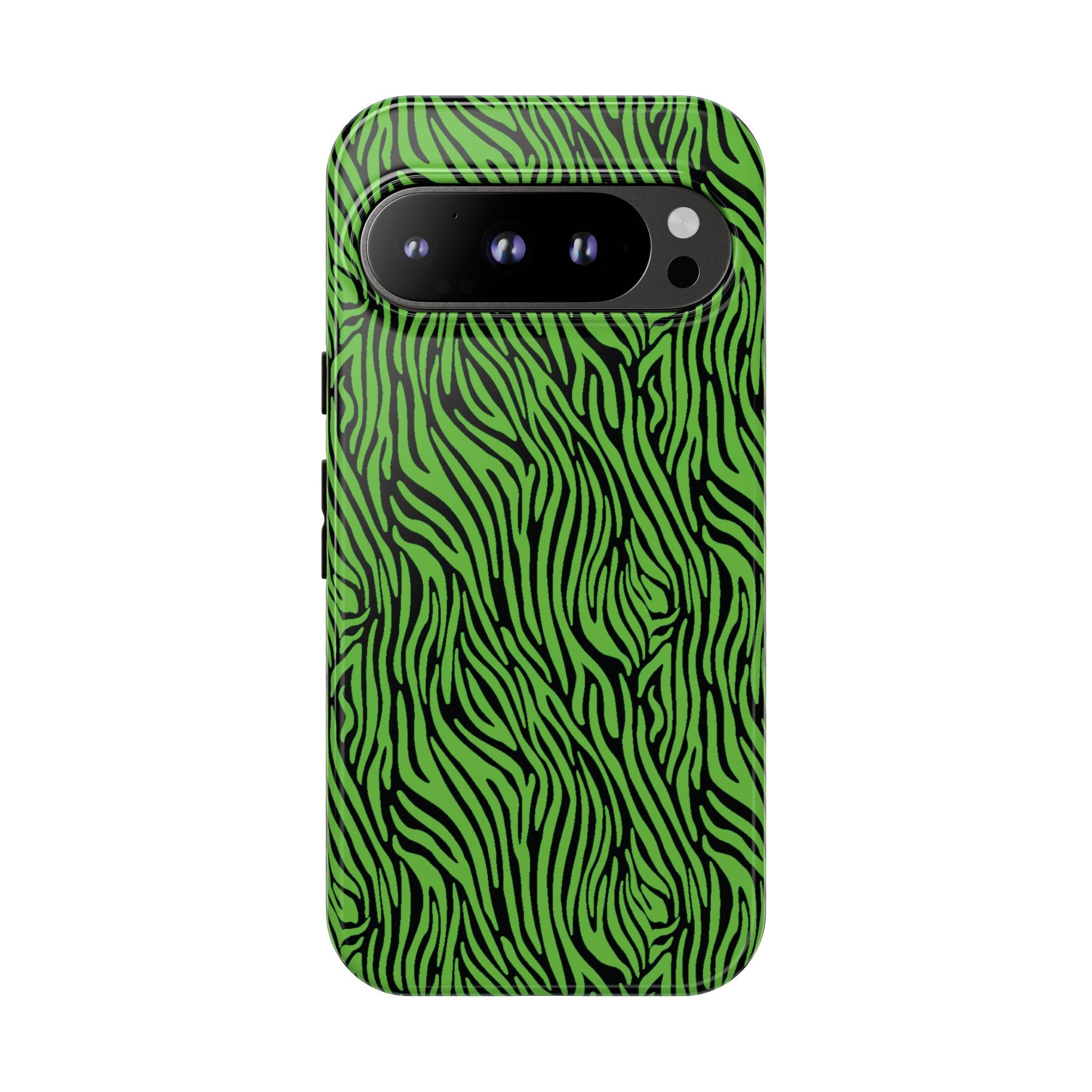 Neon Green Zebra Tough Phone Case iPhone, Galaxy, or Google Pixel
