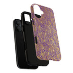 Vibrant Purple Gold Zebra Tough Phone Case iPhone, Galaxy, or Google Pixel