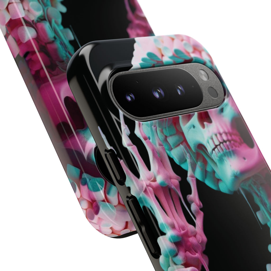 Neon Pink Skeleton (Black) Tough Phone Case for iPhone, Galaxy, or Google Pixel