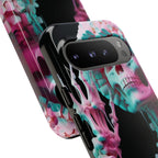 Neon Pink Skeleton (Black) Tough Phone Case for iPhone, Galaxy, or Google Pixel