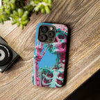 Neon Pink Skeleton Blue Tough Phone Case for iPhone, Galaxy or Google Pixel