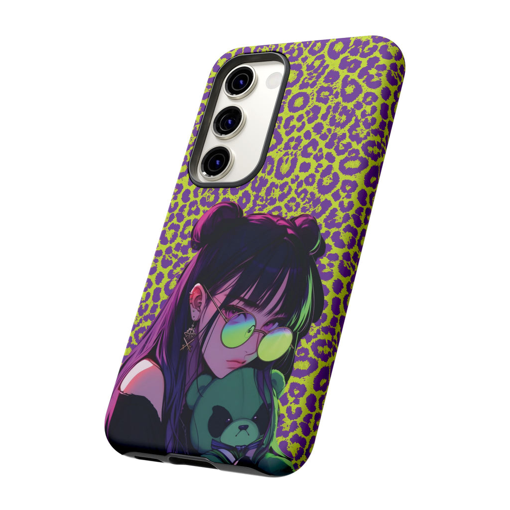 Purple Neon Lime Leopard Kz Tough Case for iPhone, Galaxy, or Google Pixel