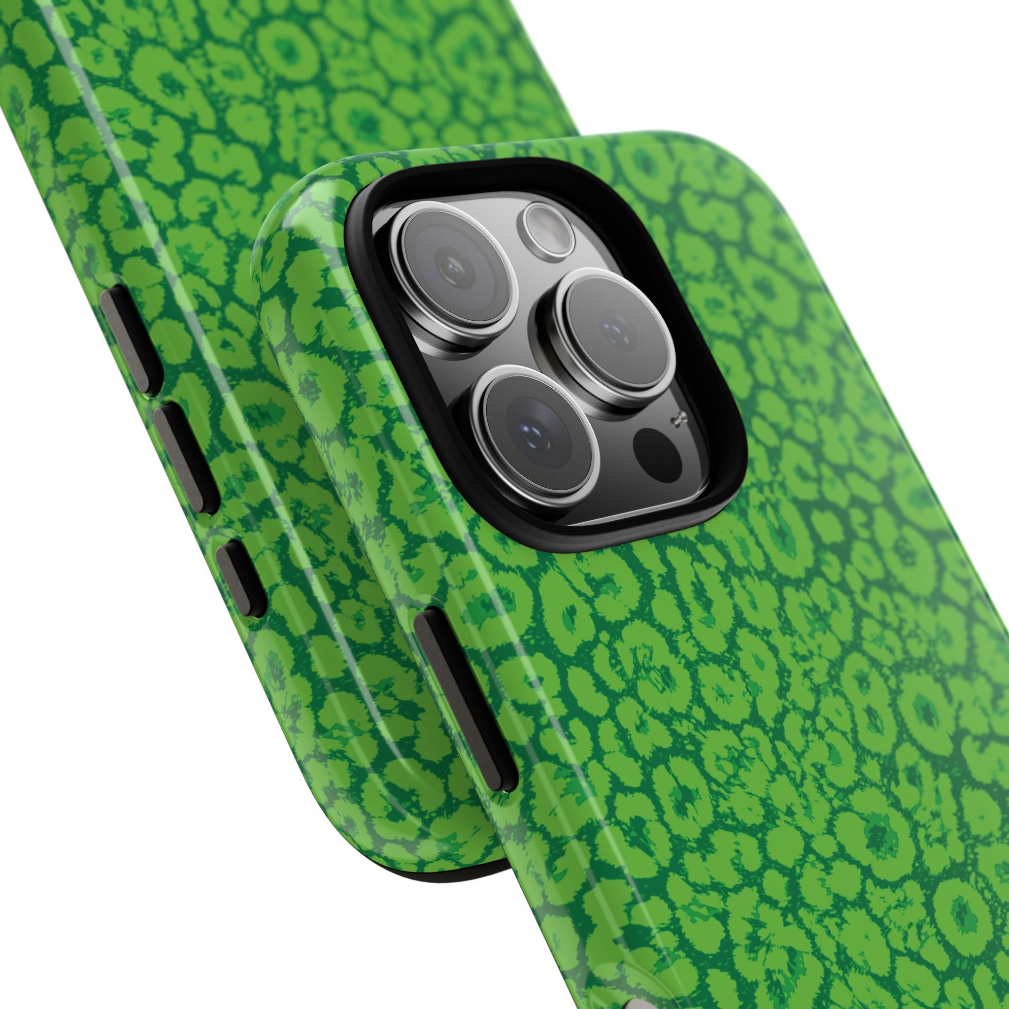 Neon Green Leopard Tough Phone Case for iPhone, Galaxy, or Google Pixel