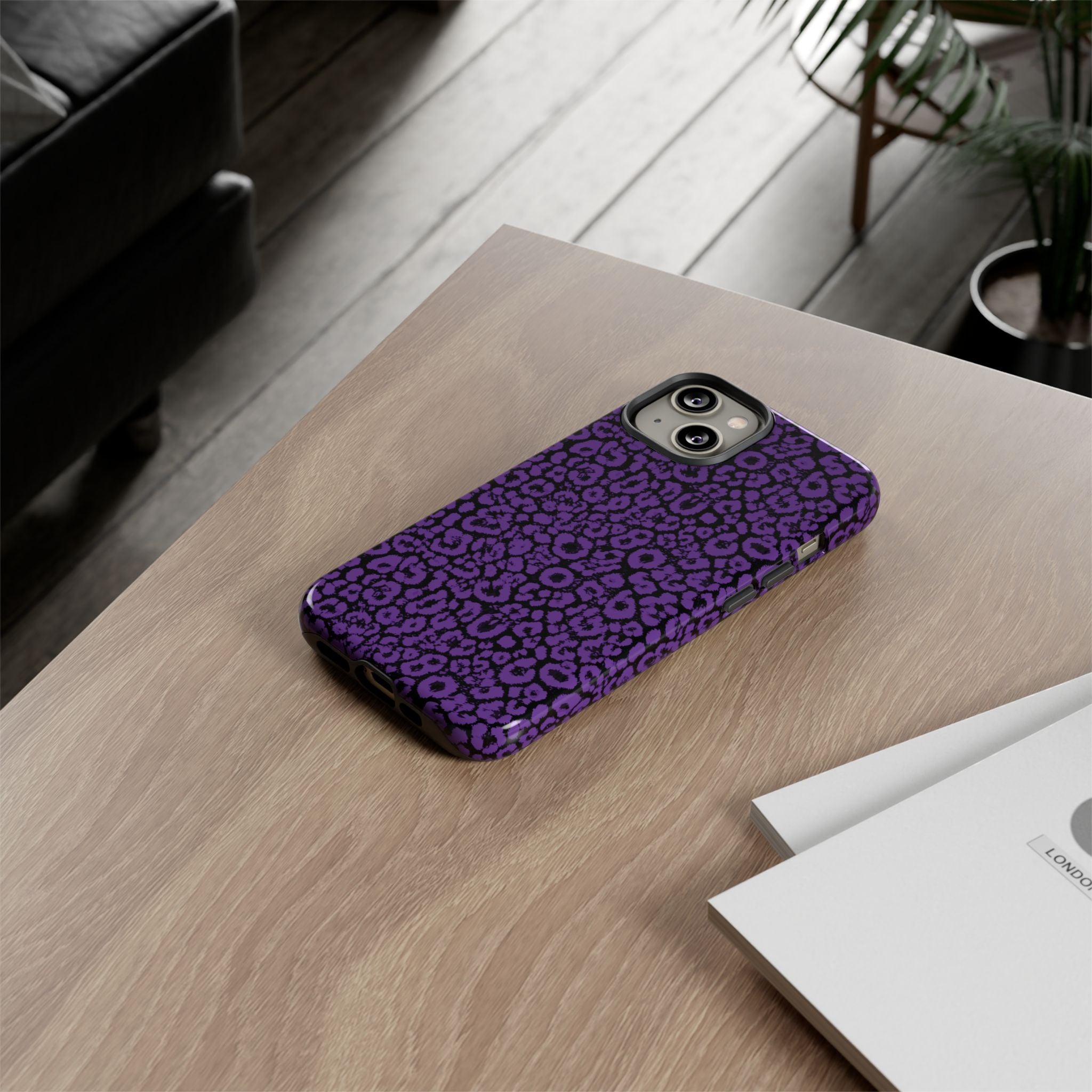 Purple Leopard Tough Case for iPhone, Galaxy or Google Pixel