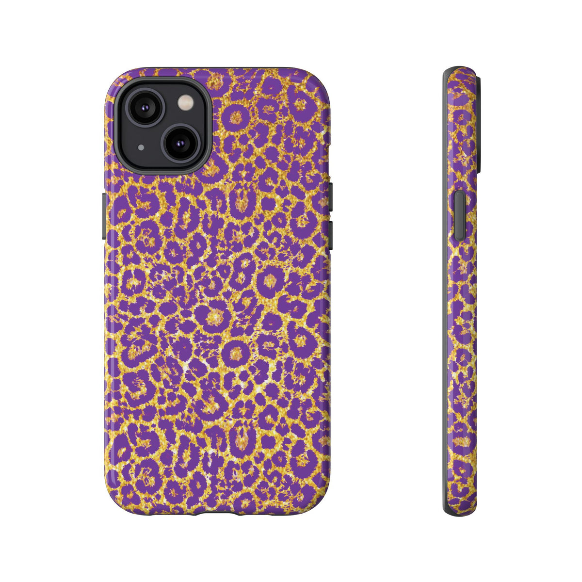 Purple Gold Leopard Tough Phone Case for iPhone, Galaxy, or Google Pixel