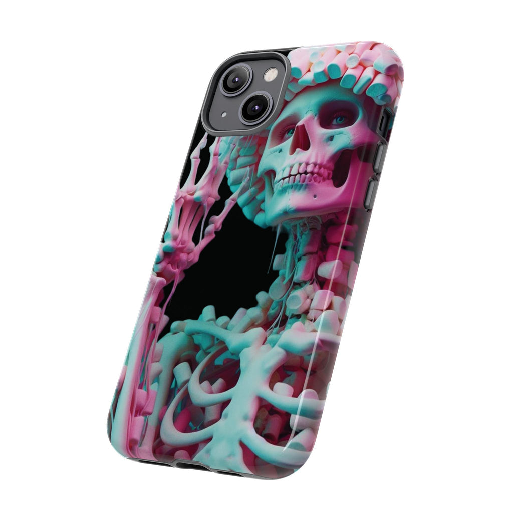 Neon Pink Skeleton (Black) Tough Phone Case for iPhone, Galaxy, or Google Pixel