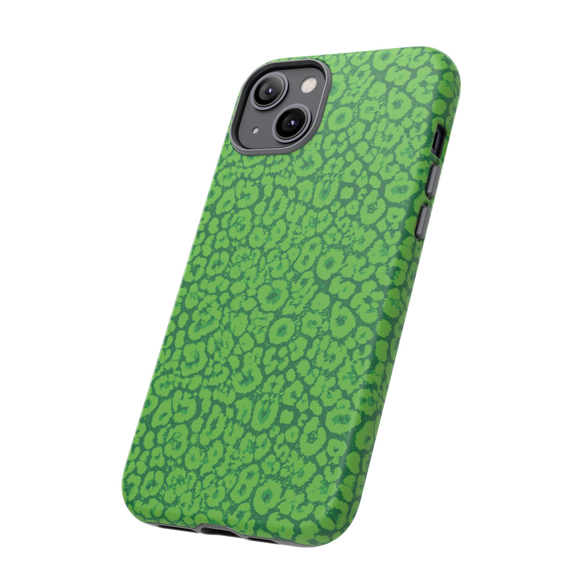 Neon Green Leopard Tough Phone Case for iPhone, Galaxy, or Google Pixel