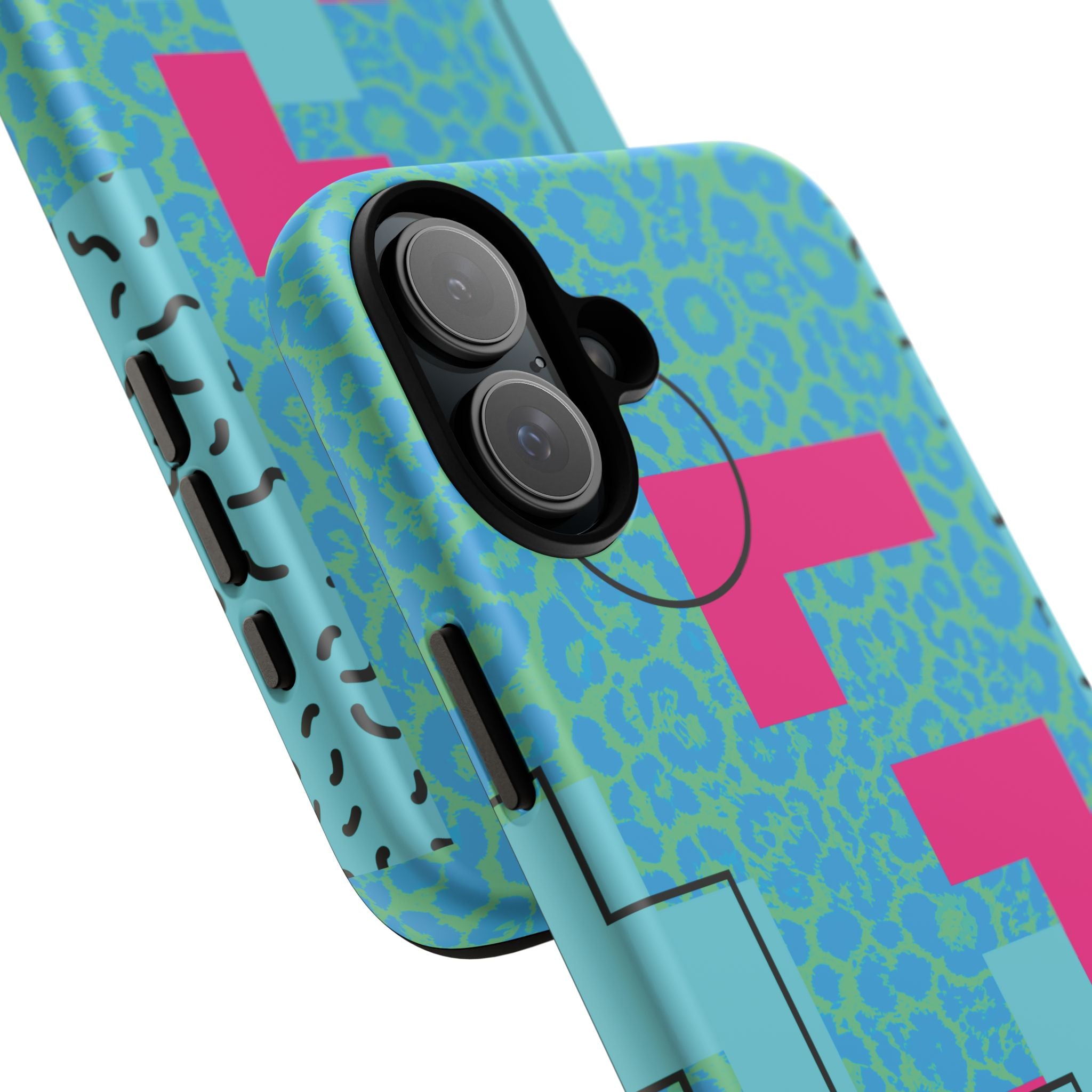 LOVE Aqua Blue Leopard RG Tough Phone Case iPhone, Galaxy, or Google Pixel