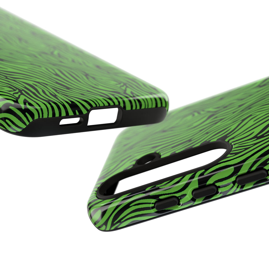 Neon Green Zebra Tough Phone Case iPhone, Galaxy, or Google Pixel