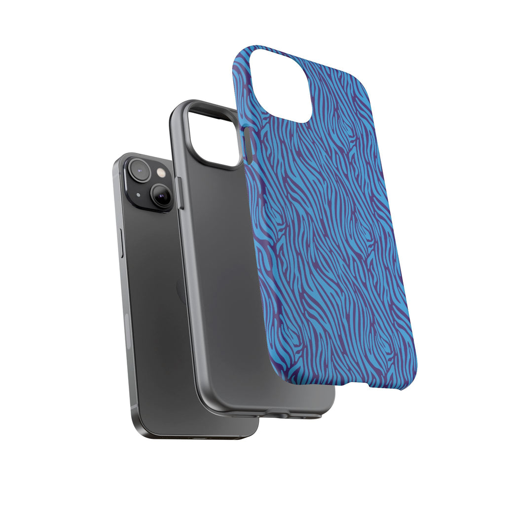 Zebra Print Blue and Purple Tough Case for iPhone, Galaxy or Google Pixel