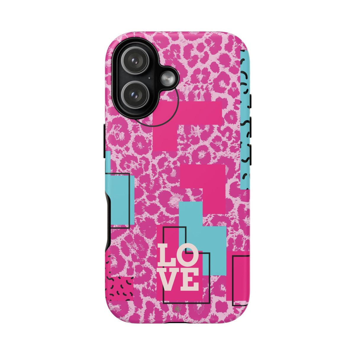 Retro Love Pink Leopard RG Tough Phone Case for iPhone, Galaxy, or Google Pixel