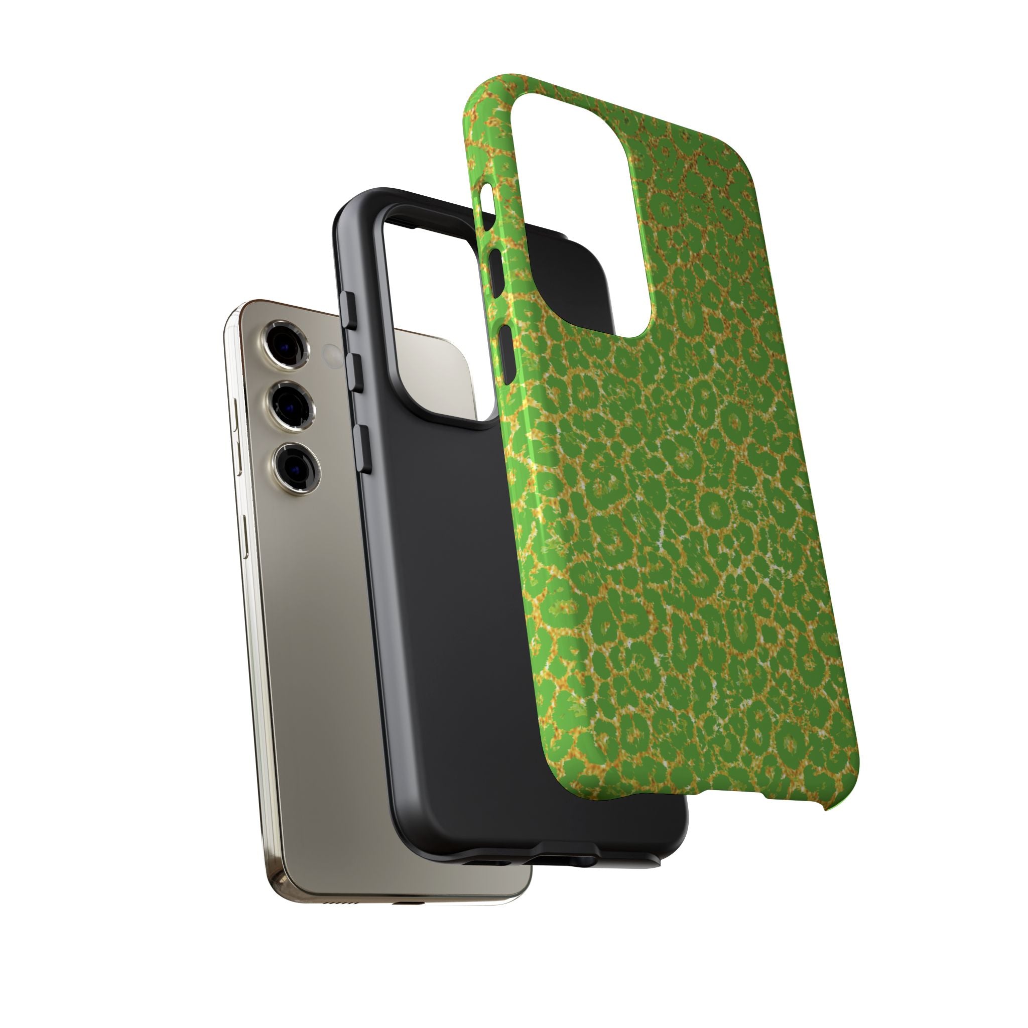 Neon Green Gold Leopard Tough Phone Case iPhone, Galaxy, or Google Pixel