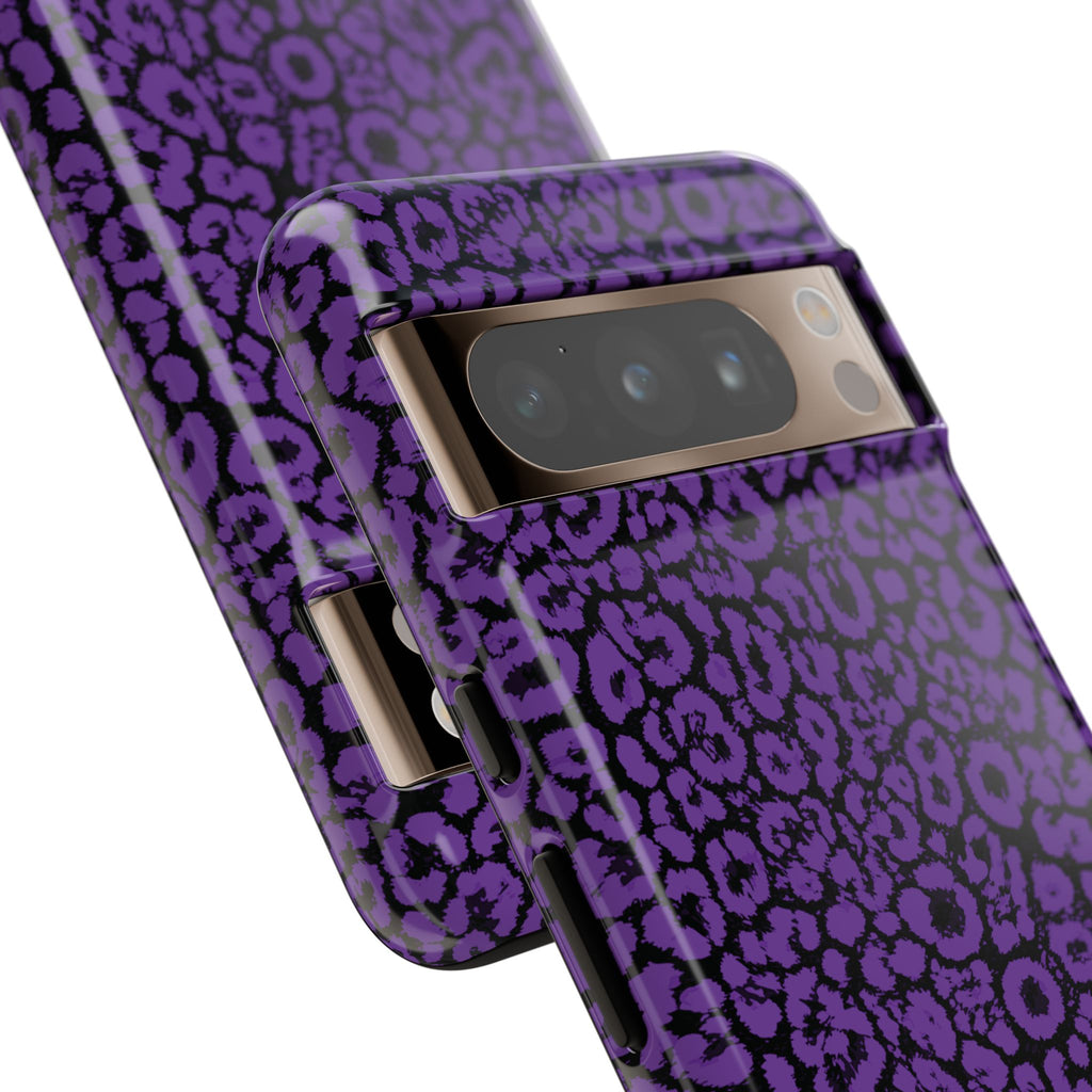 Purple Leopard Tough Case for iPhone, Galaxy or Google Pixel