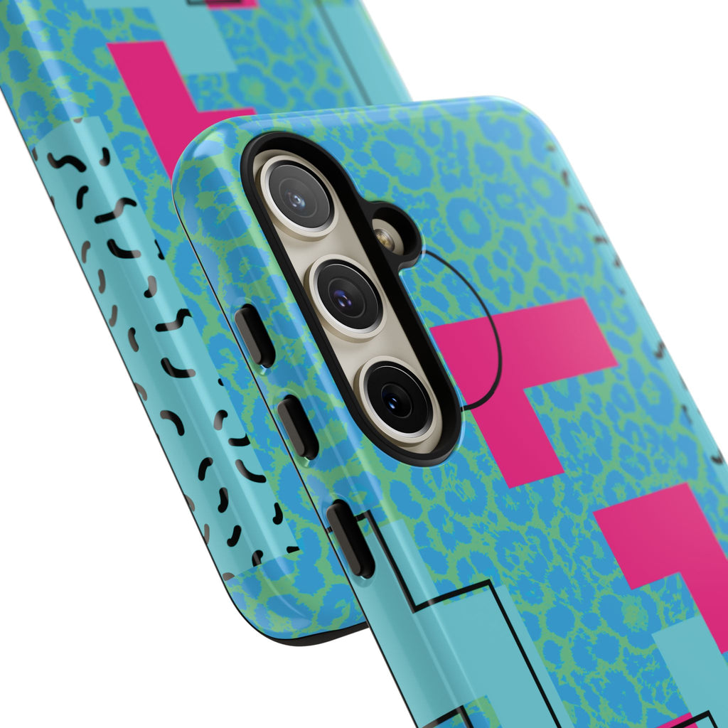 LOVE Aqua Blue Leopard RG Tough Phone Case iPhone, Galaxy, or Google Pixel