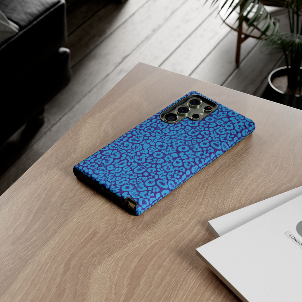 Blue Purple Leopard Tough Phone Case iPhone, Galaxy, or Google Pixel