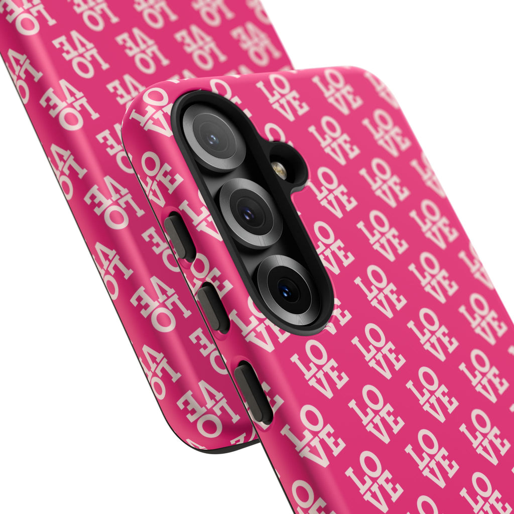 Vibrant Pink LOVE Tough Case iPhone, Galaxy, or Google Pixel
