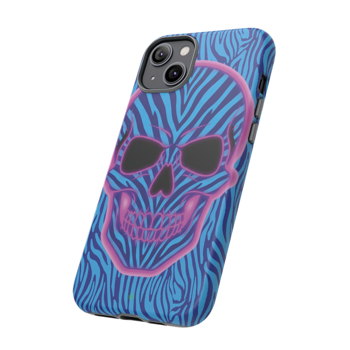 Neon Zebra Skull Tough Phone Case for iPhone, Galaxy, or Google Pixel