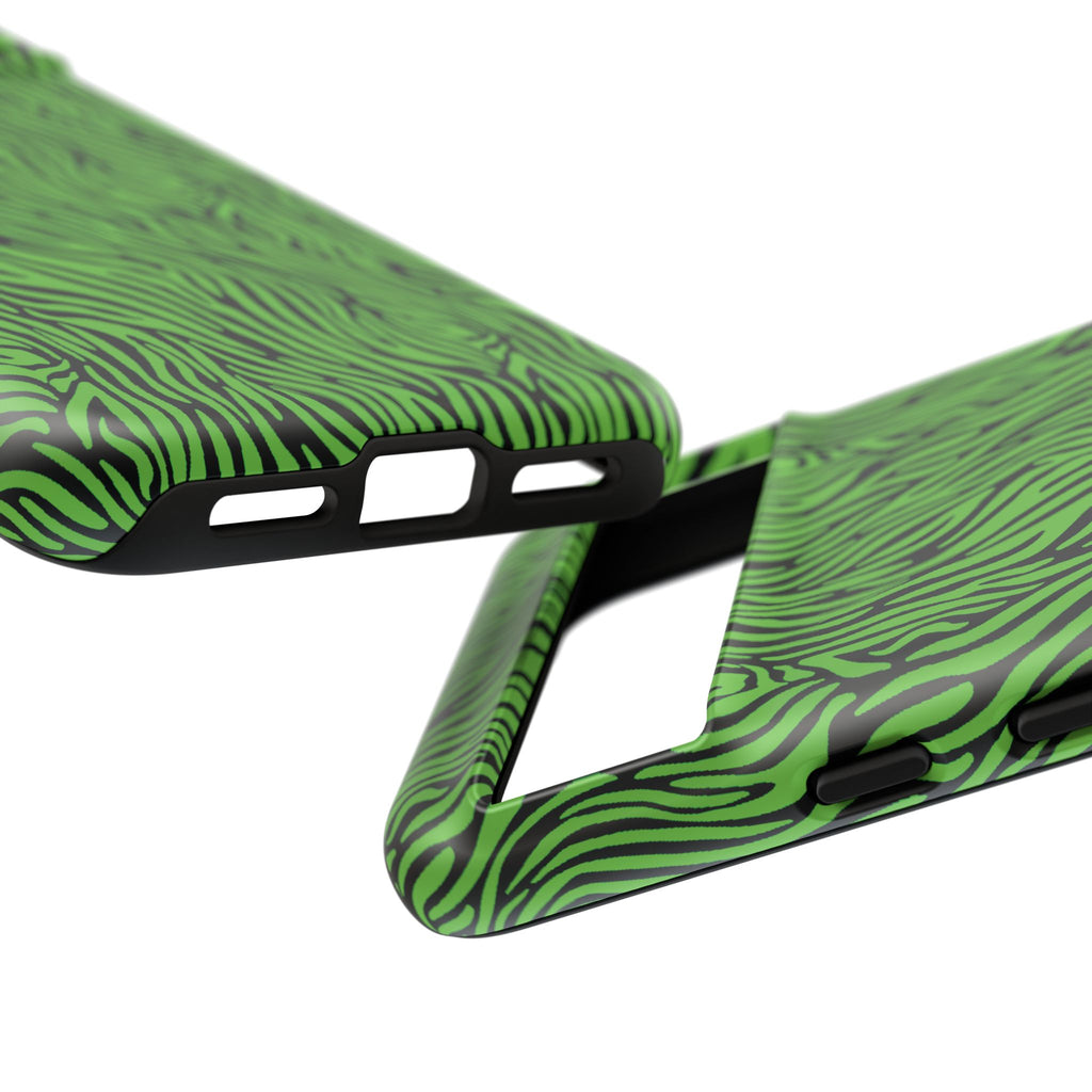 Neon Green Zebra Tough Phone Case iPhone, Galaxy, or Google Pixel