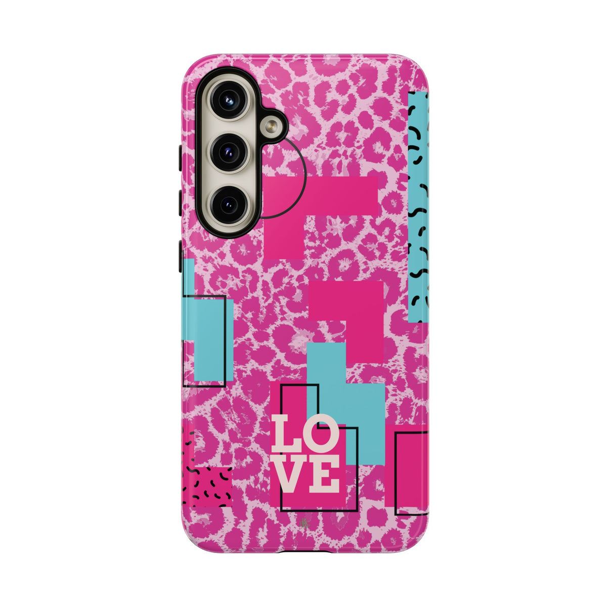 Retro Love Pink Leopard RG Tough Phone Case for iPhone, Galaxy, or Google Pixel
