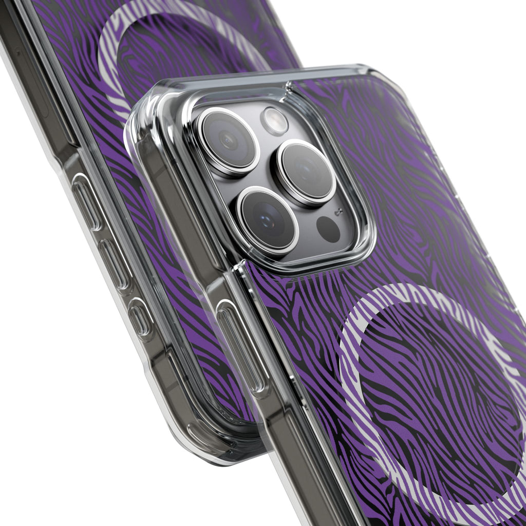 Purple Zebra Magnetic iPhone 14, 15, 16 Series Clear Impact Cases