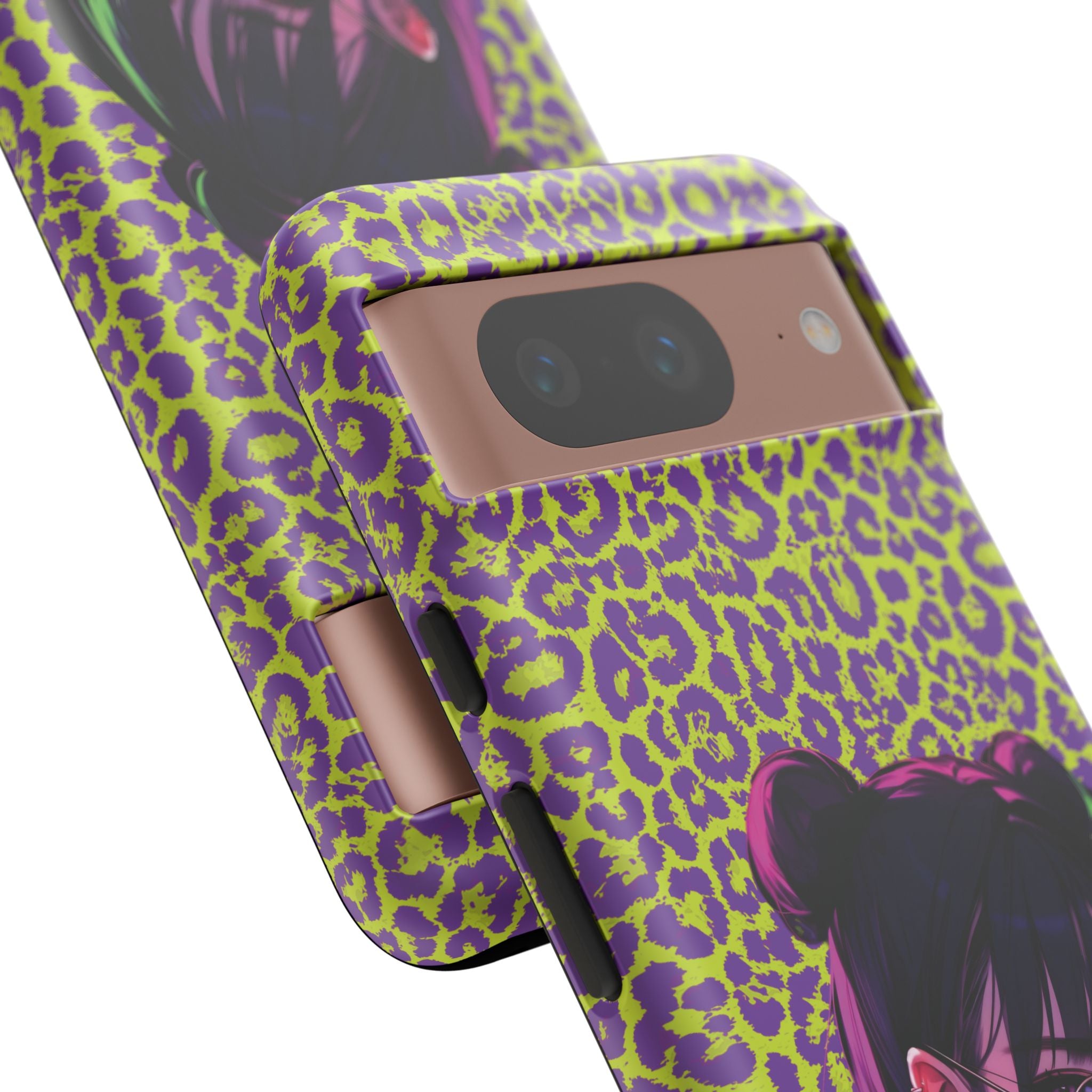 Purple Neon Lime Leopard Kz Tough Case for iPhone, Galaxy, or Google Pixel