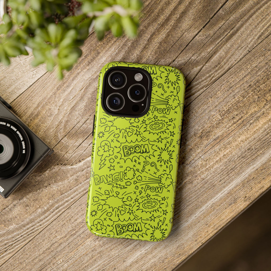 Neon Lime Wow Tough Case for iPhone, Galaxy, or Google Pixel