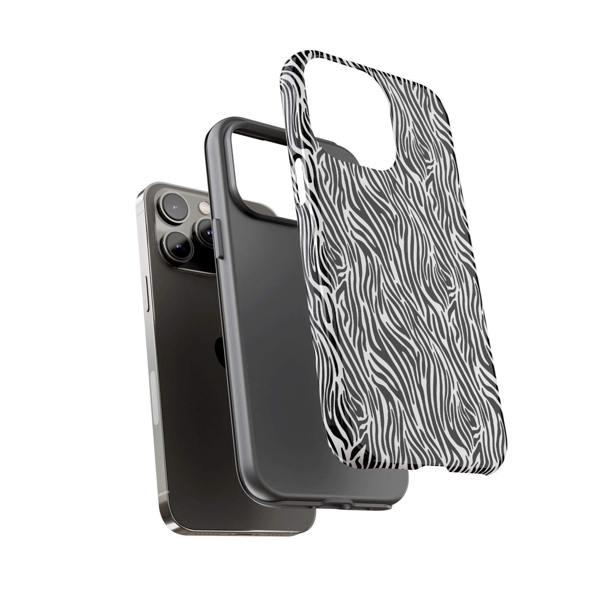 Black and White Zebra Print Tough Case iPhone, Galaxy and Google Pixel