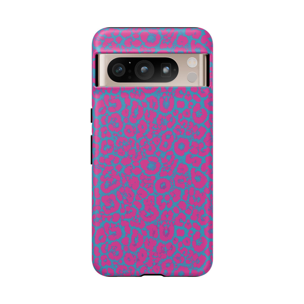 Pink Blue Leopard Tough Phone Case iPhone, Galaxy, or Google Pixel