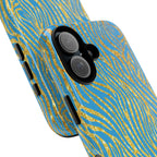 Blue Gold Zebra Tough Case for iPhone, Galaxy, or Google Pixel