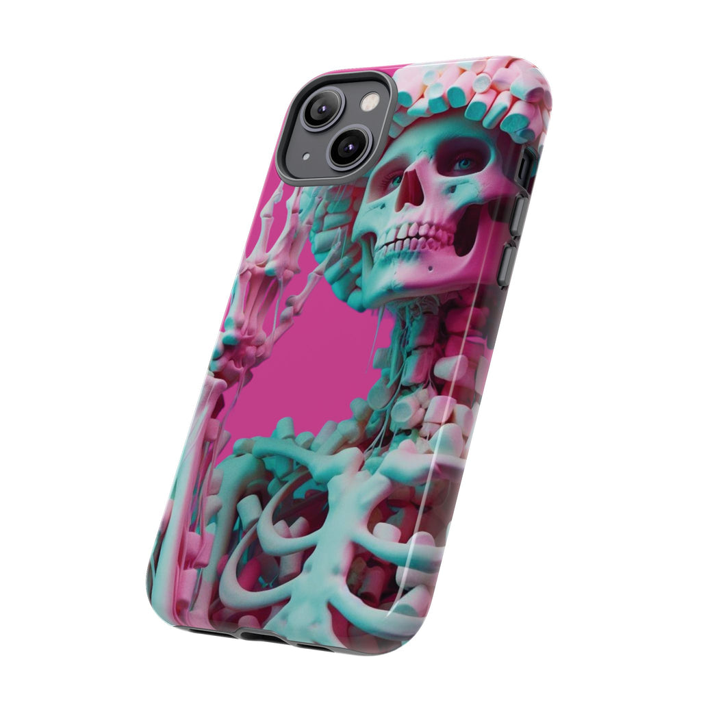 Neon Pink Skeleton Tough Phone Case for iPhone, Galaxy and Google Pixel