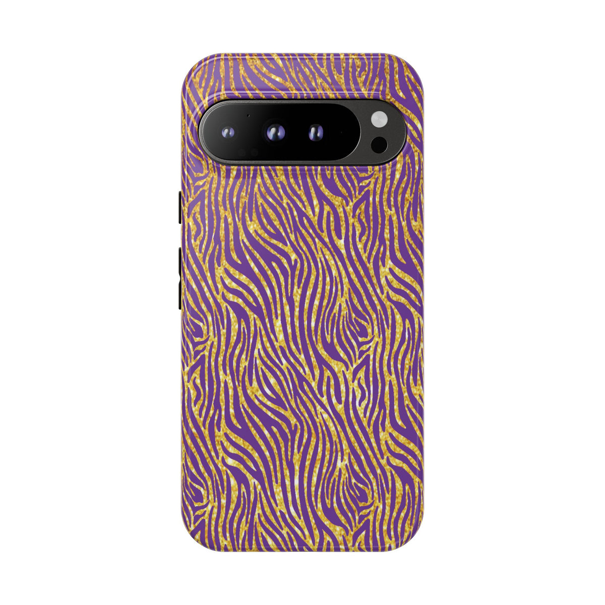 Vibrant Purple Gold Zebra Tough Phone Case iPhone, Galaxy, or Google Pixel