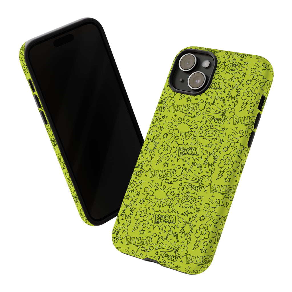 Neon Lime Wow Tough Case for iPhone, Galaxy, or Google Pixel