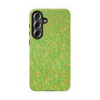 Neon Green Gold Zebra Tough Phone Case for iPhone, Galaxy, or Google Pixel