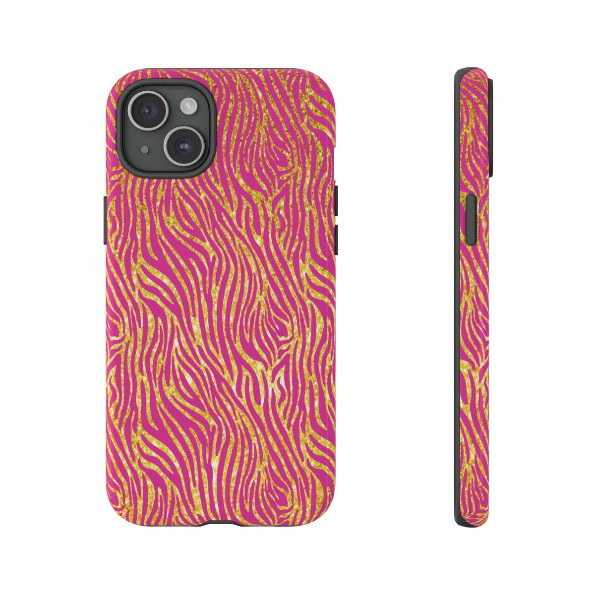 Pink Gold Zebra Print Tough Case for iPhone, Galaxy, or Google Pixel