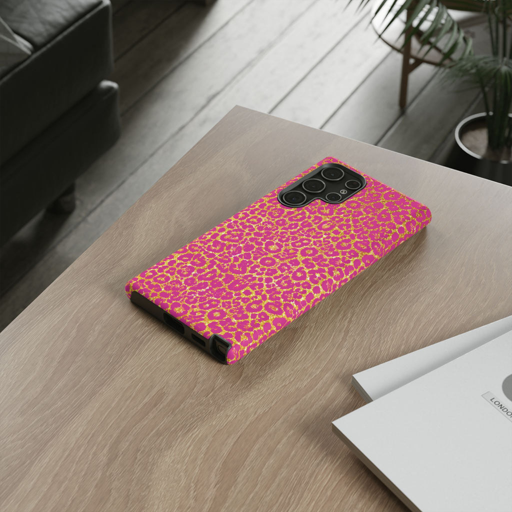 Pink Gold Leopard Tough Case for iPhone, Galaxy, or Google Pixel