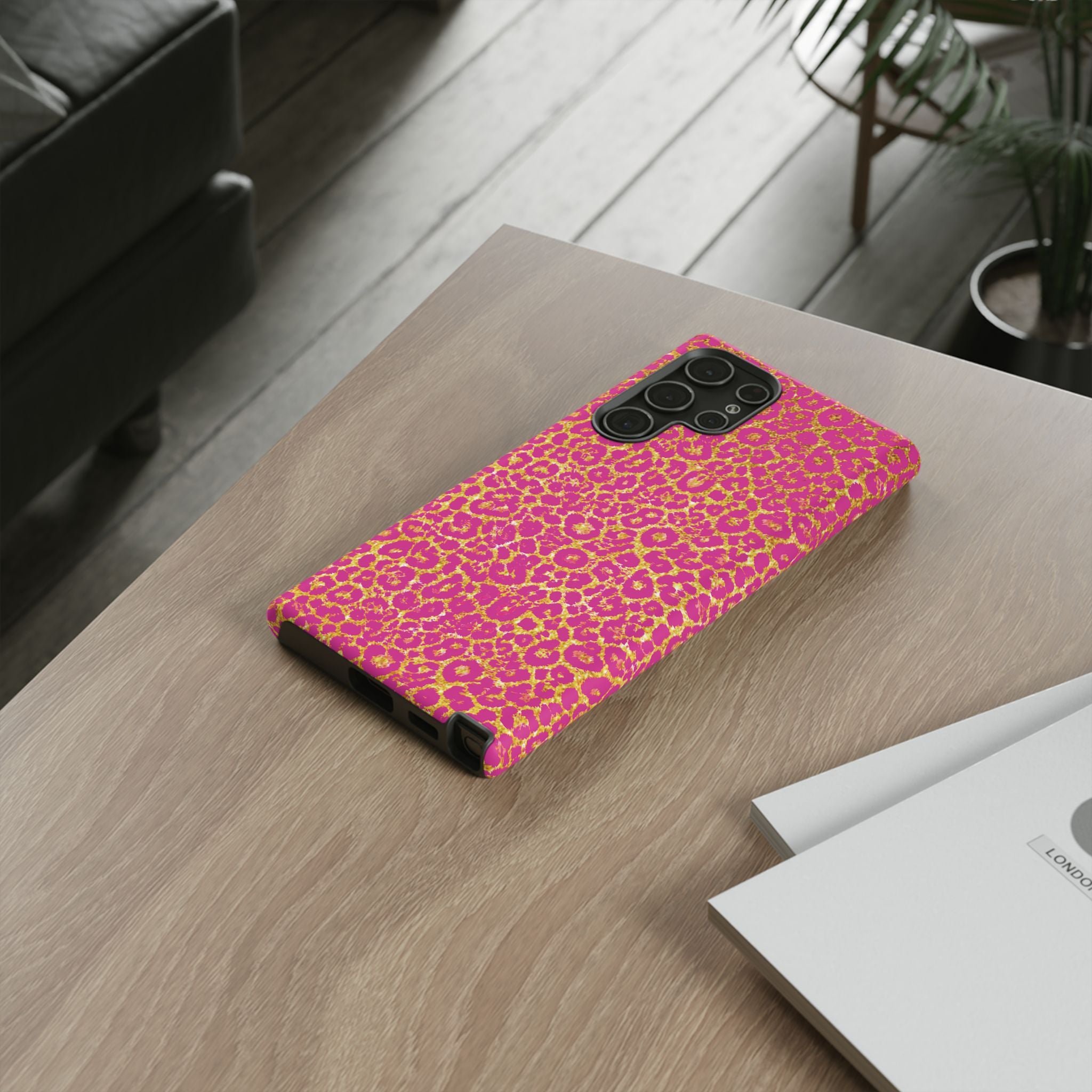 Pink Gold Leopard Tough Case for iPhone, Galaxy, or Google Pixel