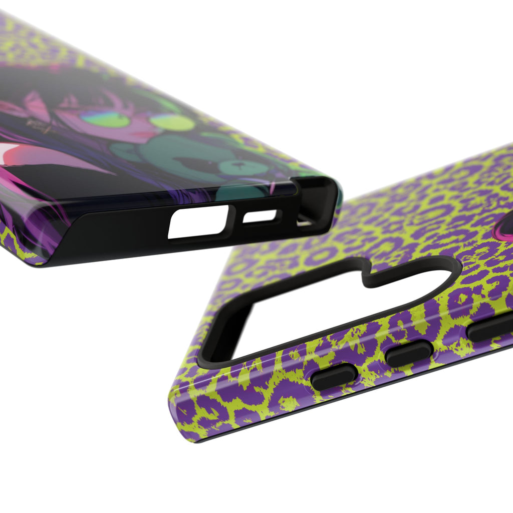 Purple Neon Lime Leopard Kz Tough Case for iPhone, Galaxy, or Google Pixel