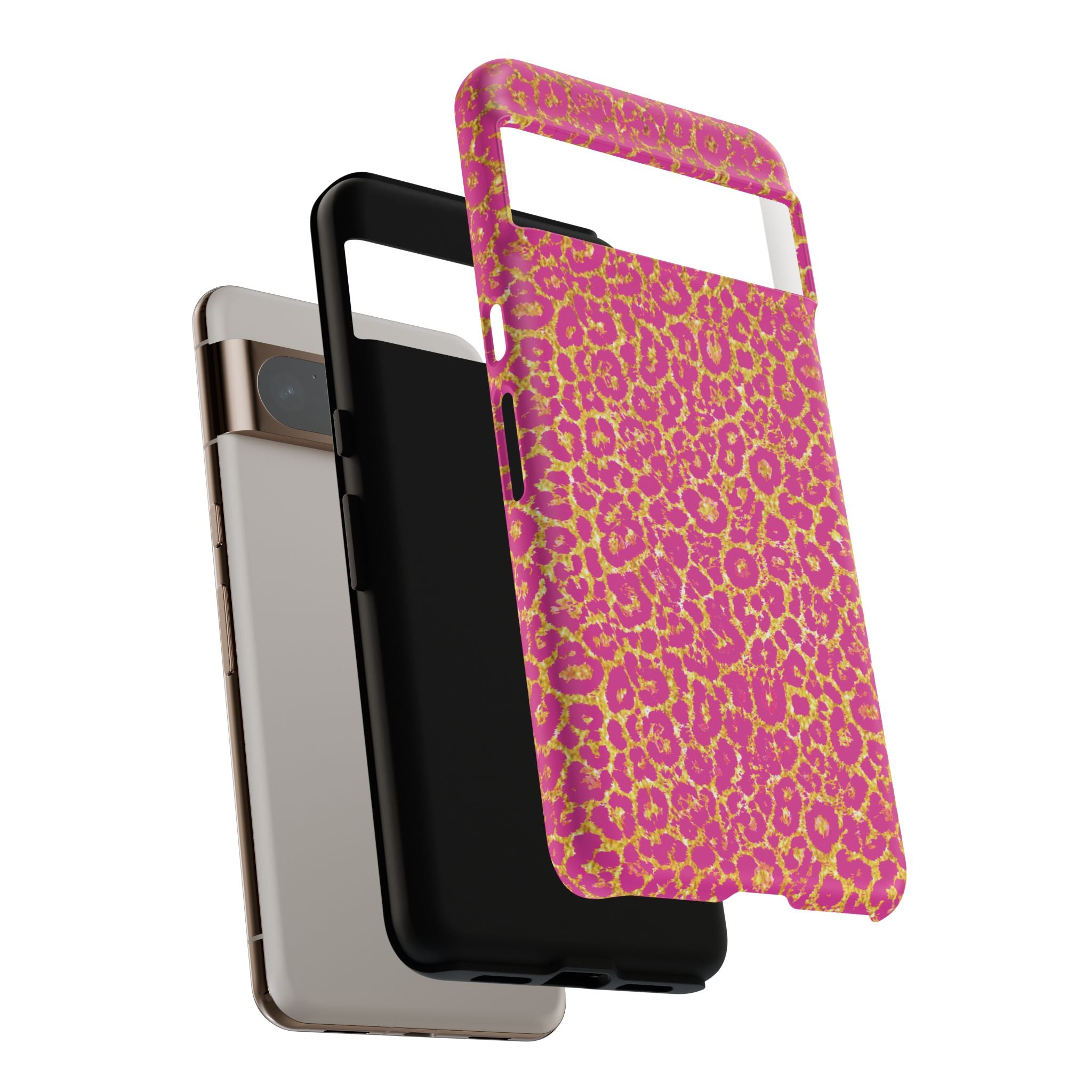 Pink Gold Leopard Tough Case for iPhone, Galaxy, or Google Pixel