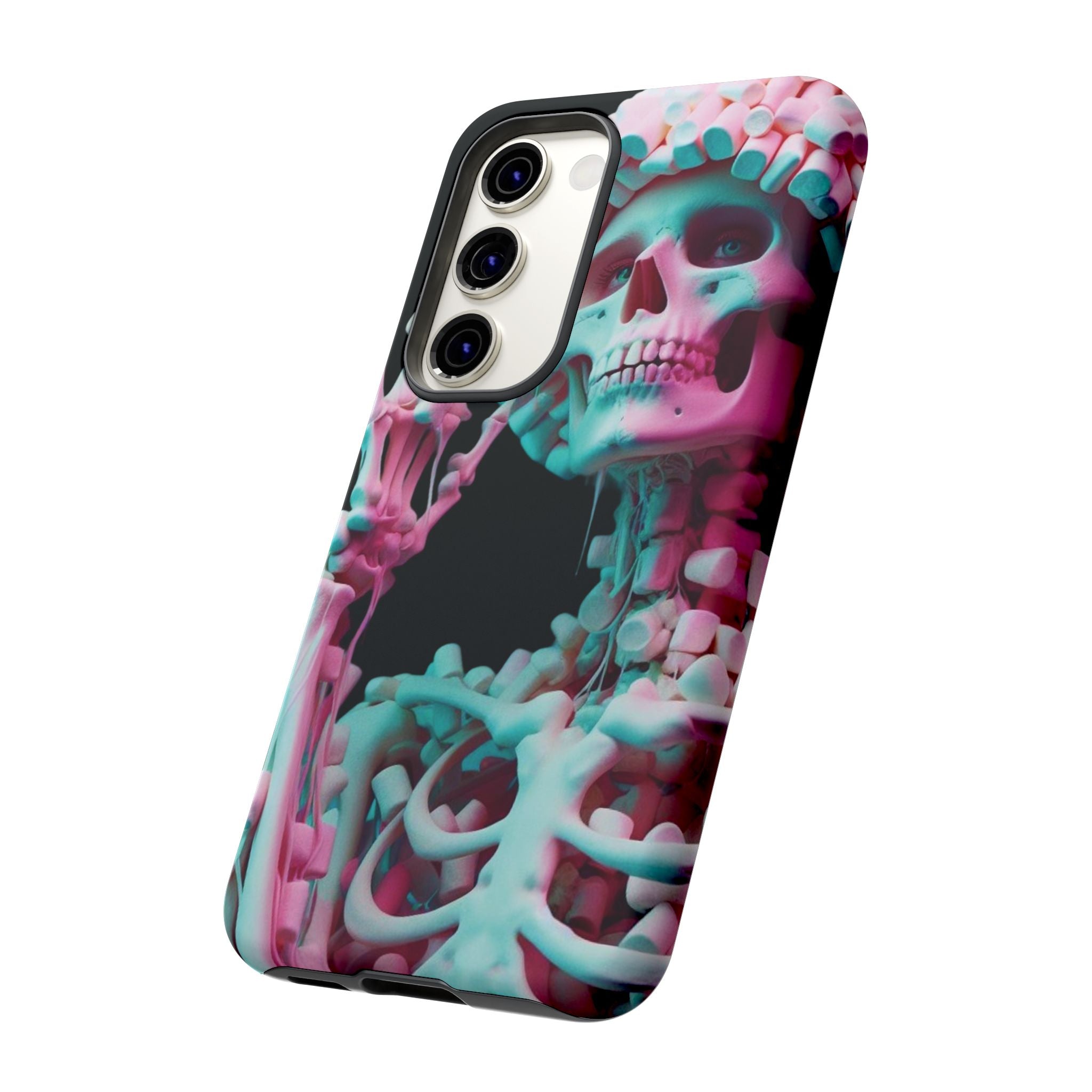 Neon Pink Skeleton (Black) Tough Phone Case for iPhone, Galaxy, or Google Pixel